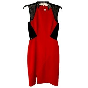 Bisou Bisou Red Black Mesh Cocktail Formal Dress